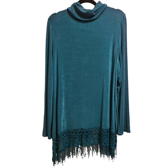 Cowl-neck tunic with fringe XXL NWT - Picture 4 of 7